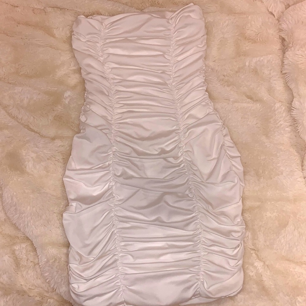 Shein White bodycon strapless mini